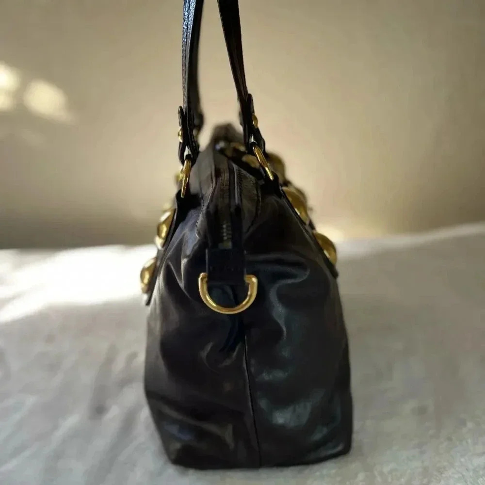 Gucci Babouska Heart GG Chocolate Brown Leather Tote Bag Gold Hardware - Picture 9 of 14